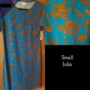 LuLaRoe Julia Dress Blue Orange Floral NEW